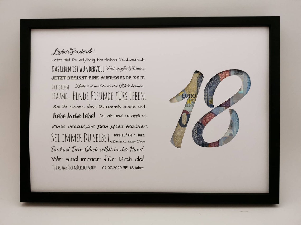 Geldgeschenk zum 18. Geburtstag Volljährig Etsy