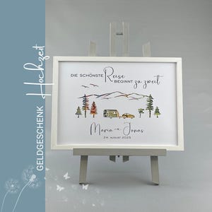 Hochzeitsgeschenk personalisiert Geldgeschenk Wohnwagen Camper Trauung Vermählung Brautpaar - 006