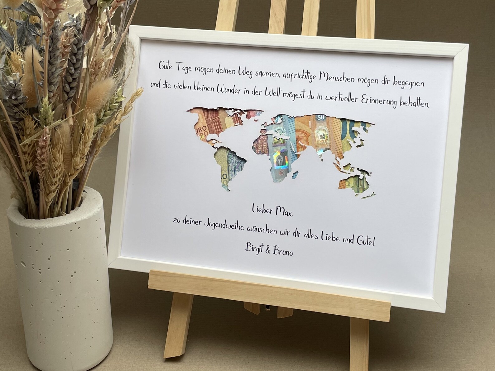 Geldgeschenk Jugendweihe Weltkarte personalisierbar Etsy