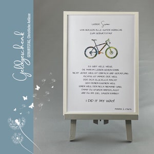 personalisiertes Geburtstagsgeschenk Geldgeschenk FAHRRAD Konfirmation Firmung Jugendweihe Lebenswende 052