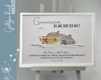 Hochzeitsgeschenk Kreuzfahrt Geldgeschenk Hochzeit Flitterwochen Reise Weltreise Trauung Vermählung 047-5