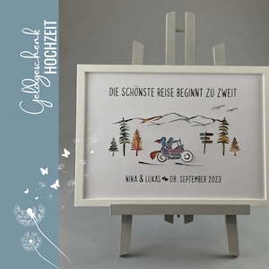 personalisiertes Hochzeitsgeschenk Geldgeschenk BIKER Motorrad Brautpaar Vermählung Trauung - 019