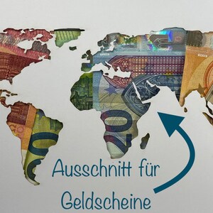 personalized money gift WORLD MAP Abitur school graduation 057 image 2