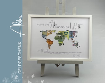 Personalized World Map Gift Card for Graduation 2026, High School Diploma, High School Leaving Certificate 071