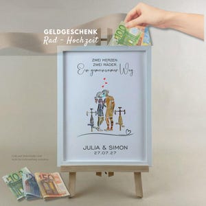 Personalized wedding money gift, wedding present for cyclists, gift for the bride and groom, bicycle 179