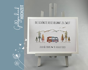 personalisiertes Geldgeschenk Bulli Wohnmobil Camping Hochzeit individuelles Hochzeitsgeschenk 002