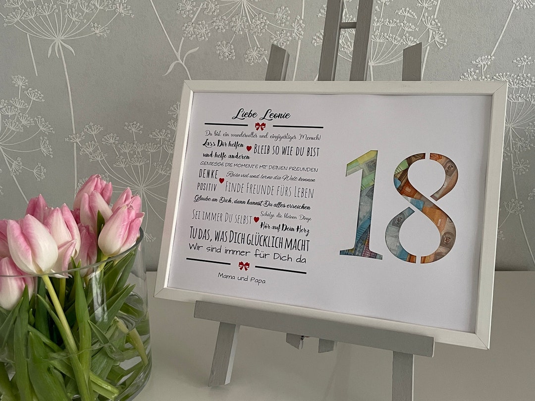 Geldgeschenk 18. Geburtstag Ausschnitt für Geldscheine Etsy.de
