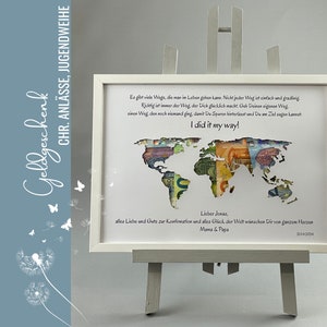 Confirmation gift WORLD MAP personalized money gift youth consecration confirmation confirmation change of life 030