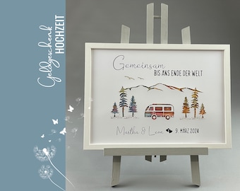 personalisiertes Geldgeschenk Bulli Wohnmobil Camping Hochzeit individuelles Hochzeitsgeschenk 011-4