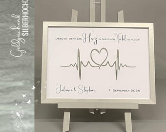 Silver Wedding Anniversary Money Gift - Heartbeat Personalized Money Gift 023-01