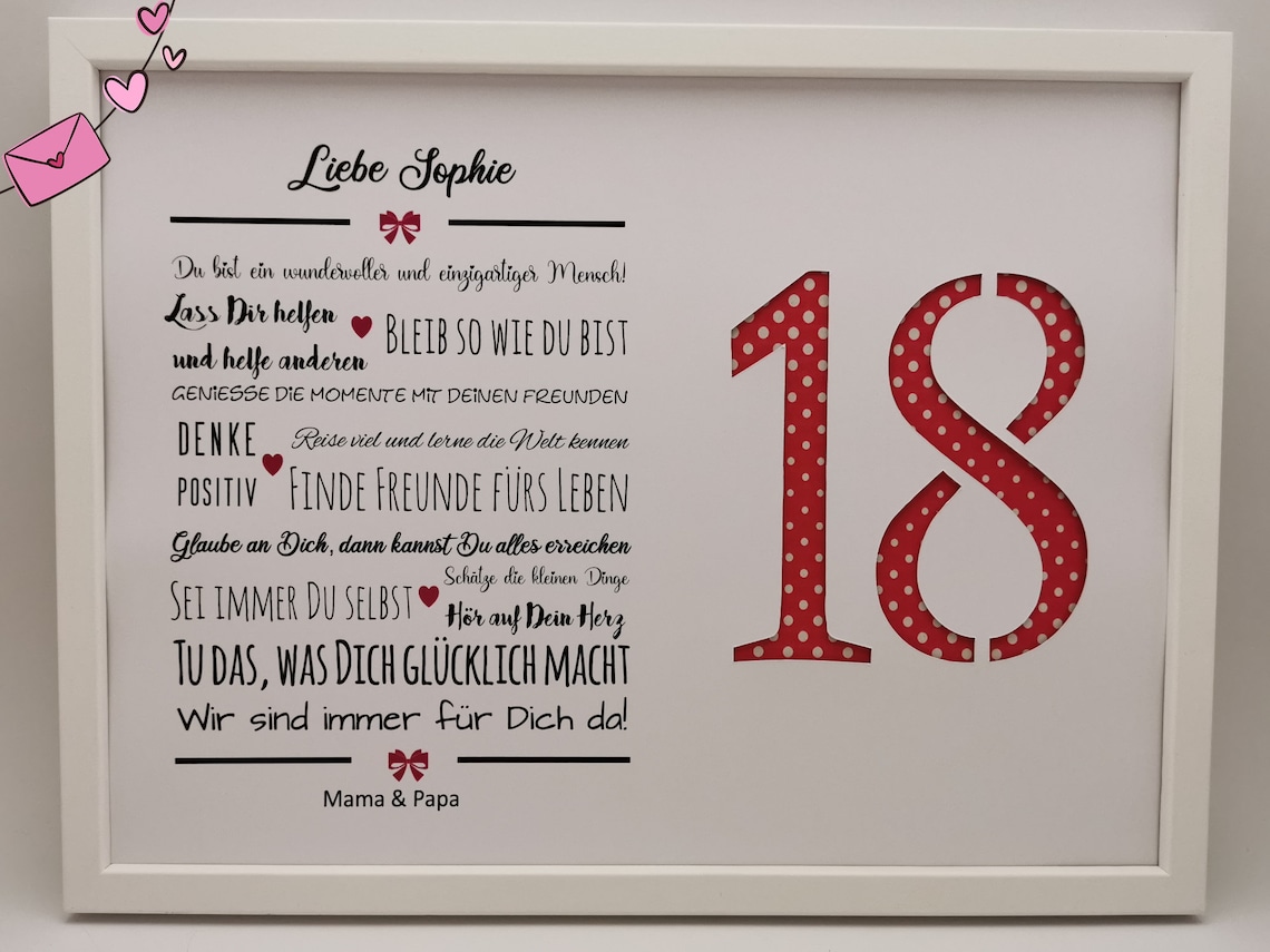 Geldgeschenk 18. Geburtstag Sprüche die dem Geburtstagskind Etsy
