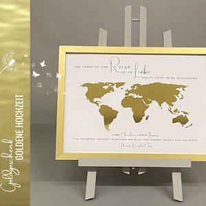Geldgeschenk Goldene Hochzeit Weltkarte personalisiert 024-1