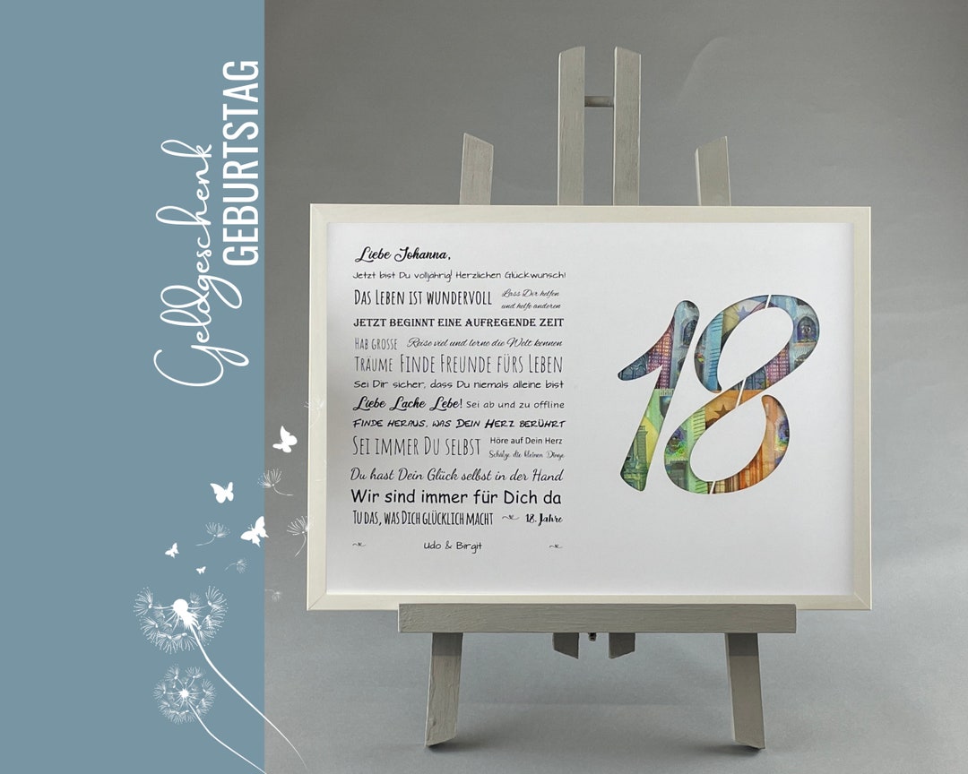 18. Geburtstagsgeschenk personalisiertes Geldgeschenk Etsy.de