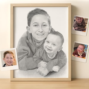 Premium handritade blyertsporträtt - Hyperrealistiska blyertsskisser från dina foton - Ritade för hand bild 1