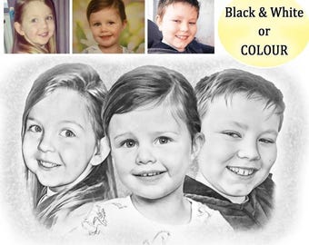 Personalised Group Sketch – Stunningly Realistic Portraits from Your Favourite Photos – A Unique & Thoughtful Gift - Merge Multiple Pictures