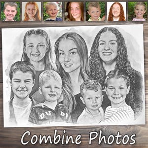 Personalised Group Sketch – Stunningly Realistic Portraits from Your Favourite Photos – A Unique & Thoughtful Gift - Merge Multiple Pictures