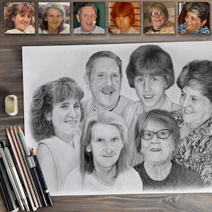 Premium Hand Drawn Pencil Sketches -  Very Realistic and Professionally Sketched to Order. Combine Photos for the Perfect Sketch.