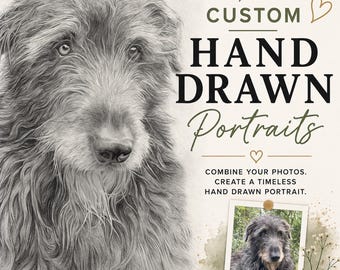 Custom Dog Portrait from Photo | Hand Drawn Pencil Pet Portrait