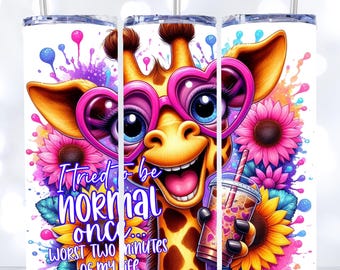 220oz sublimation tumbler, digital download, cute giraffe, sarcasm, daily quotes, sublimation png template, sublimation wrap template