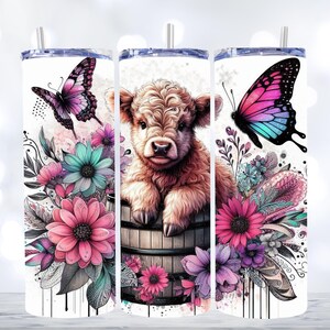 straight tumbler wrap, sublimation tumbler template, 20oz tumbler wrap, highland cow, sublimation png wrap, digital download, png wrap