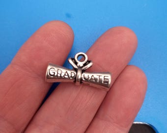 Diploma Charm for Graduation - 15 Pack, Graduate Pendant for Jewelry or Keychain Making Supplies