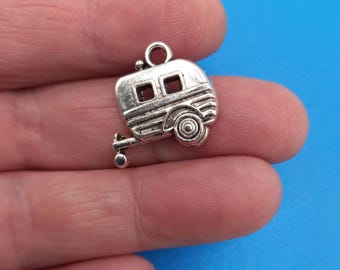 Camper Charm 15 Pack, Camping Pendant for Jewelry or Keychain Making Supplies