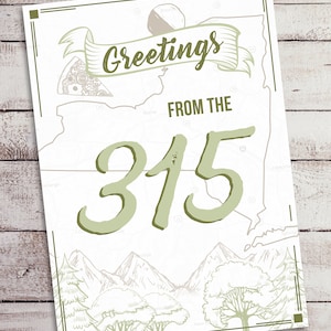 Greetings from the 315 - Central New York Greeting Card - Instant Download