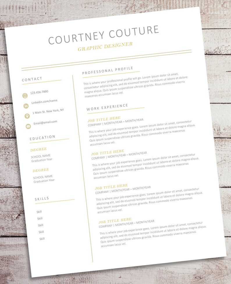 Modern Resume Template With Cover Letter Template Microsoft Etsy