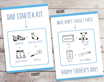 Funny Father's Day Card | Dad Starter Kit | Son and Daughter | Instant Download