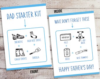 Funny Father's Day Card | Dad Starter Kit | Son and Daughter | Instant Download