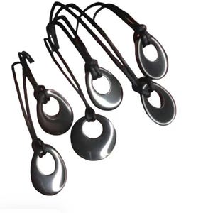 oval and round small hematite pendants