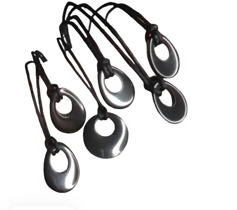 oval and round small hematite pendants