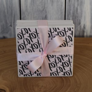 Ceramic X&O&#39;s Coaster Set of 4