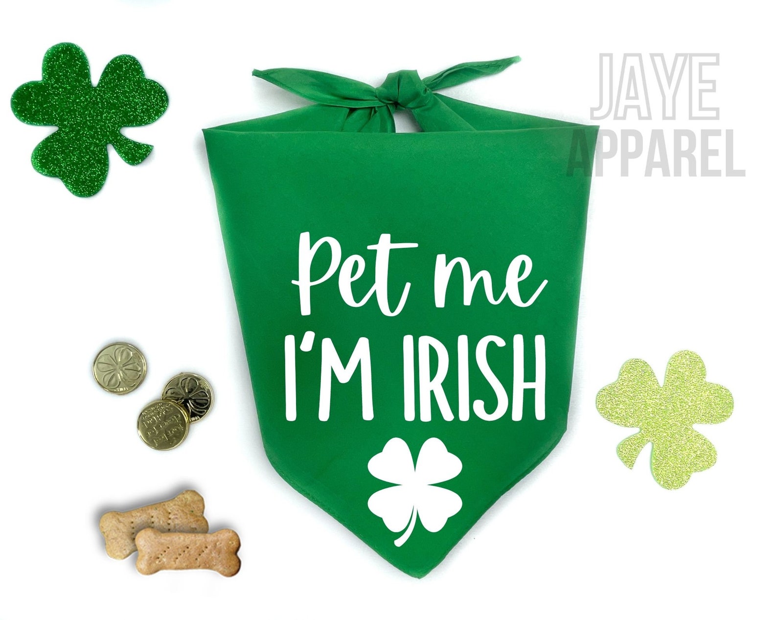 Mom's Lucky Charm Kleeblatt Hunde-Bandana – Verstellbar, St. Patrick's Day, Verschiedene Farben