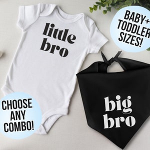 Dog & Baby Pregnancy Announcement - Little Bro Big Bro - Little Sis Big Sis - Dog Bandana Baby Set - Pregnancy Announcement with Dogs