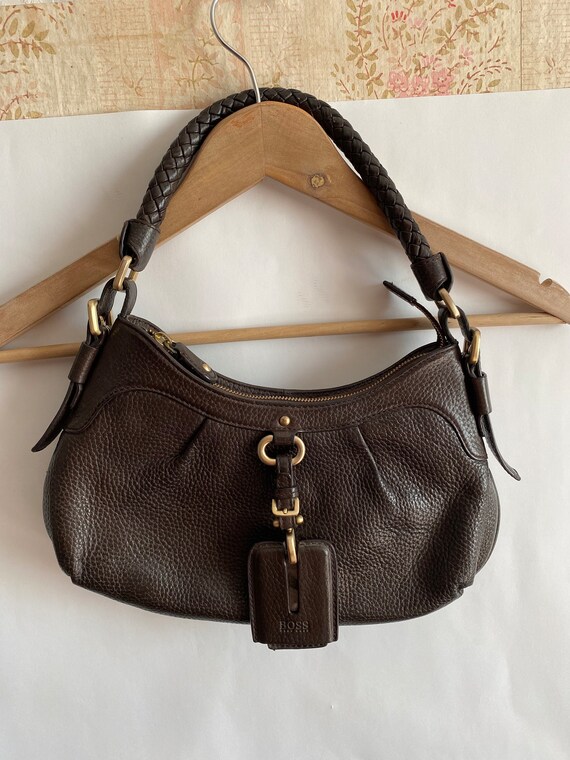 Vintage HUGO BOSS Leather Women s Brown Shoulder Bag Etsy Canada