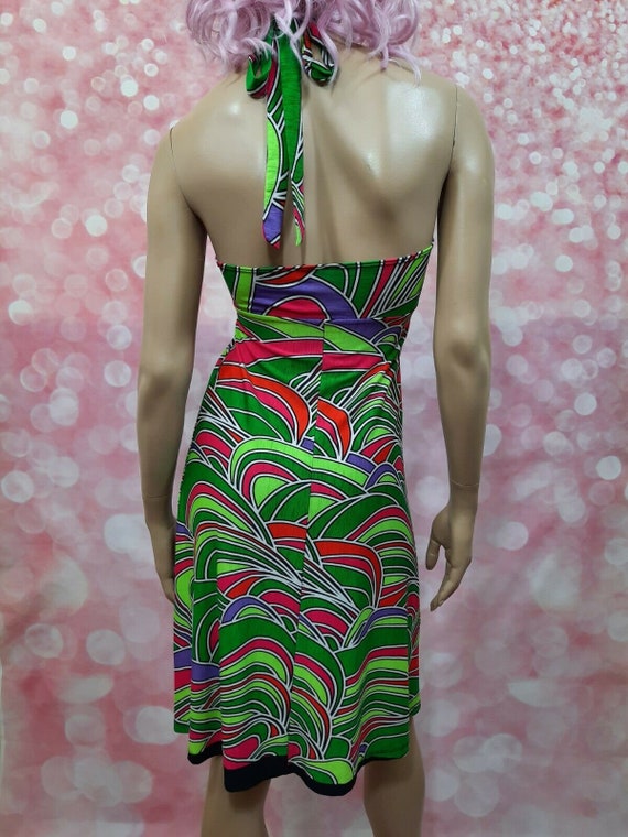 Vintage Y2K Stretch Halter Dress Size S A Line Br… - image 6