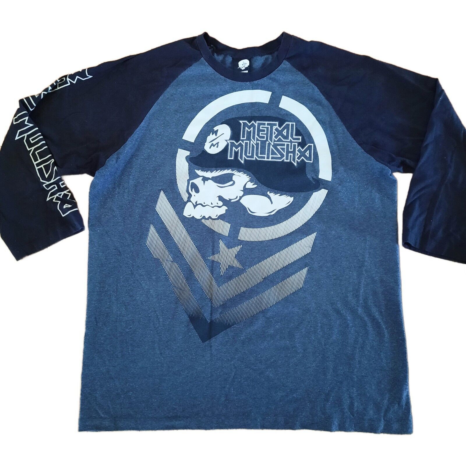 Y2K Metal Mulisha T Shirt Mens L Long Sleeve Baseball Raglan Gray