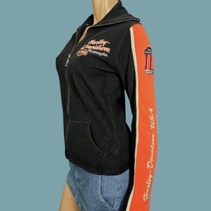 y2k❤️ Harley-Davidson ロゴ レースアップ ジップパーカー VTG Y2k 2000s Harley Davidson White Black Lace Wings Logo Hoodie