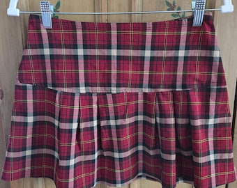 Y2K Red Plaid Pleated Mini Skirt Size M Grunge Punk Academia Schoolgirl