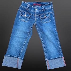 Y2K Capri Jeans Size 7 Low Rise Stretch Fitted Cropped Mcbling 2000s 725 Originals