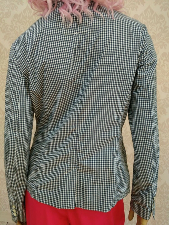 Vintage 90s Y2K Esprit Gingham Check Cotton Blaze… - image 7