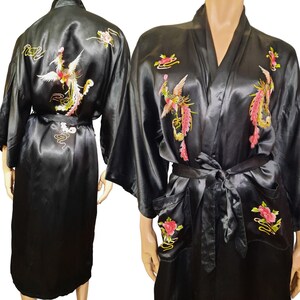 Eleanor Black Satin & Embroidery Robe main image 1