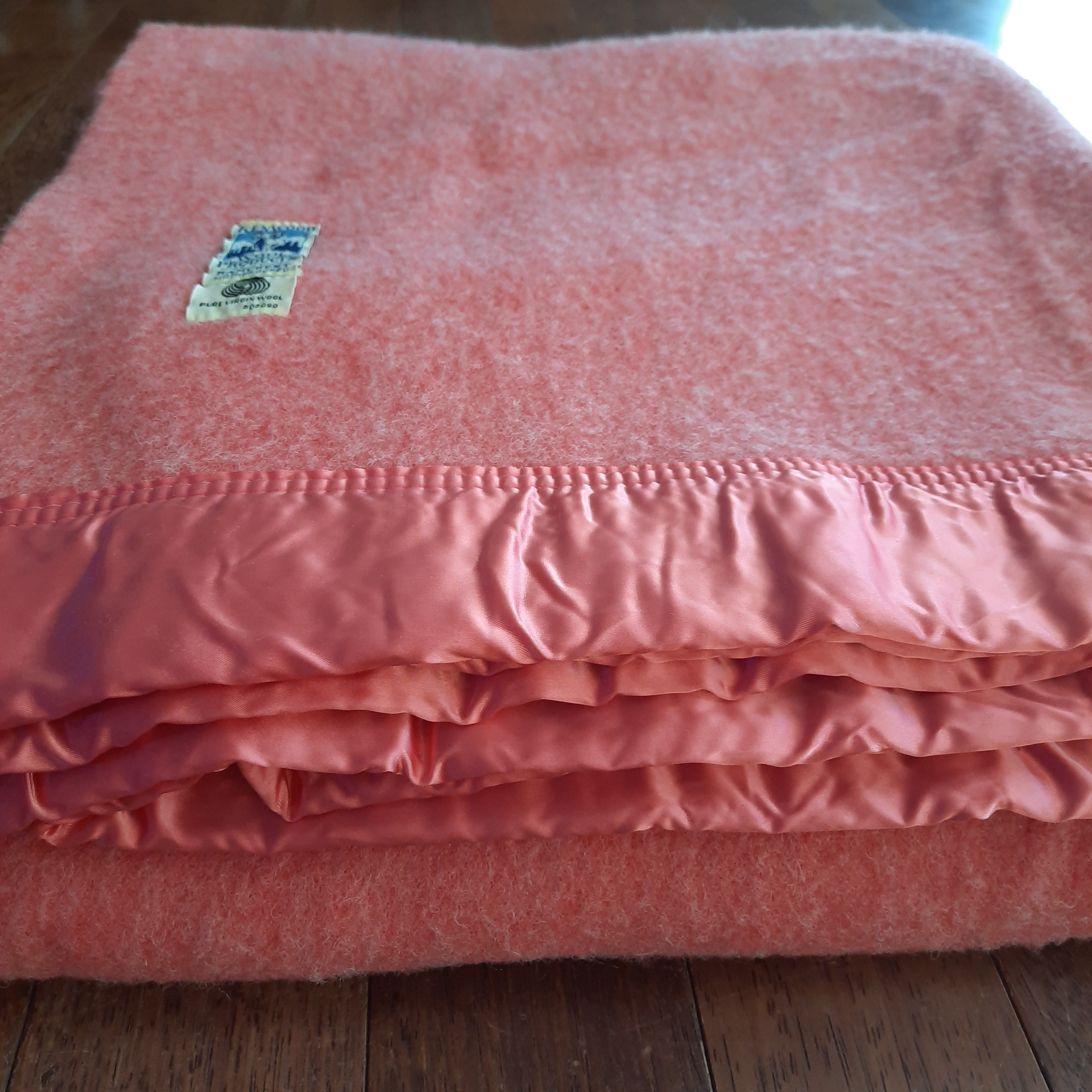 Vintage Kenwood Satin Edge Wool Blanket Pink Full Queen Etsy