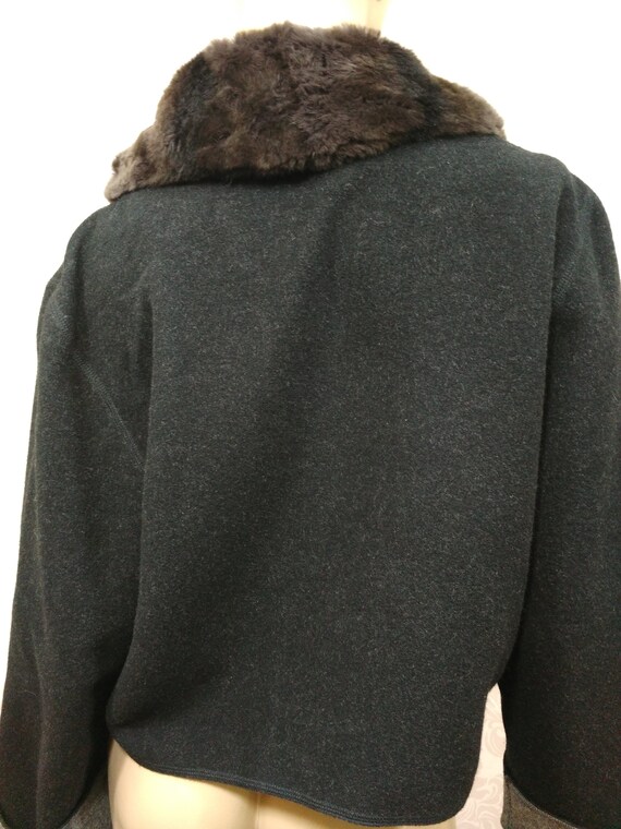 Vintage Reversible Rabbit Fur Collar Wool Cropped… - image 7