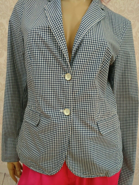 Vintage 90s Y2K Esprit Gingham Check Cotton Blaze… - image 2