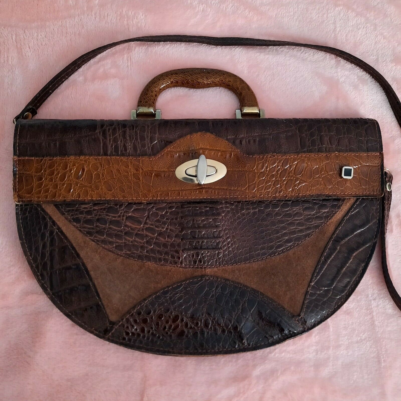 Large Faux Crocodile Leather Bag