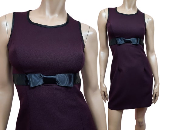 Buy Vintage 90s Le Chateau Sleeveless Mini Dress With Bow Size S Burgundy  Black Online in India - Etsy
