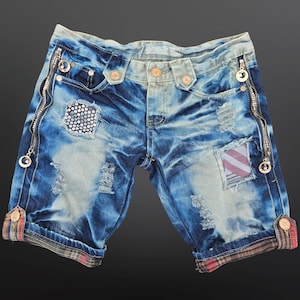 デニム・ジーパン Polysooem : 25SS / STUDDED BERMUDA JEANS (2COLORS) Polysooem Studded Bermuda Jeans - Light Blue | International