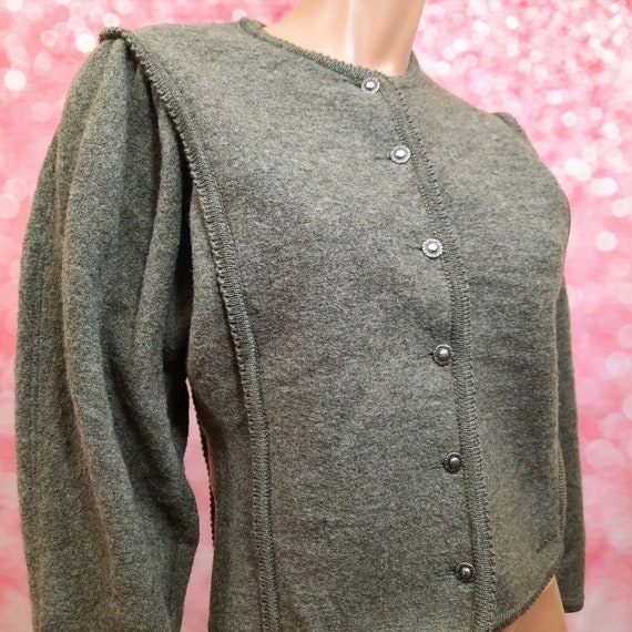 Vintage Geiger Boiled Wool Puff Sleeve Cardigan Sw